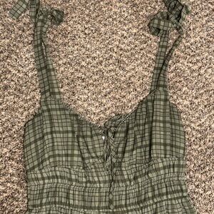 Francesca's Collections Olive Plaid Tie-Strap Womens Dress M